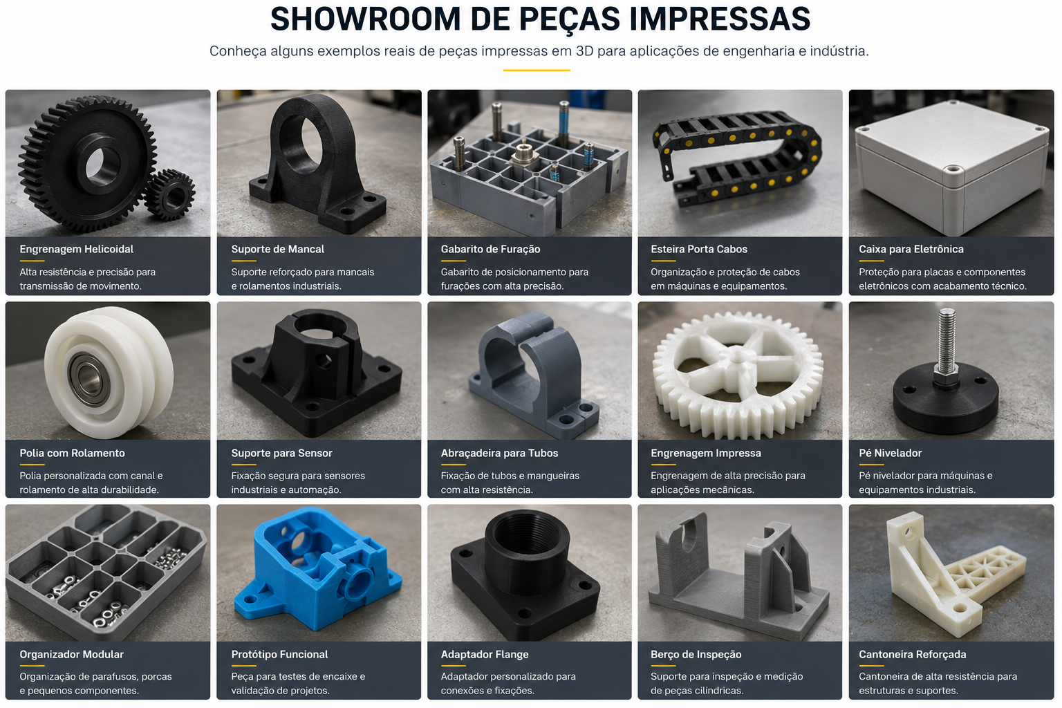Showroom de peças impressas em 3D